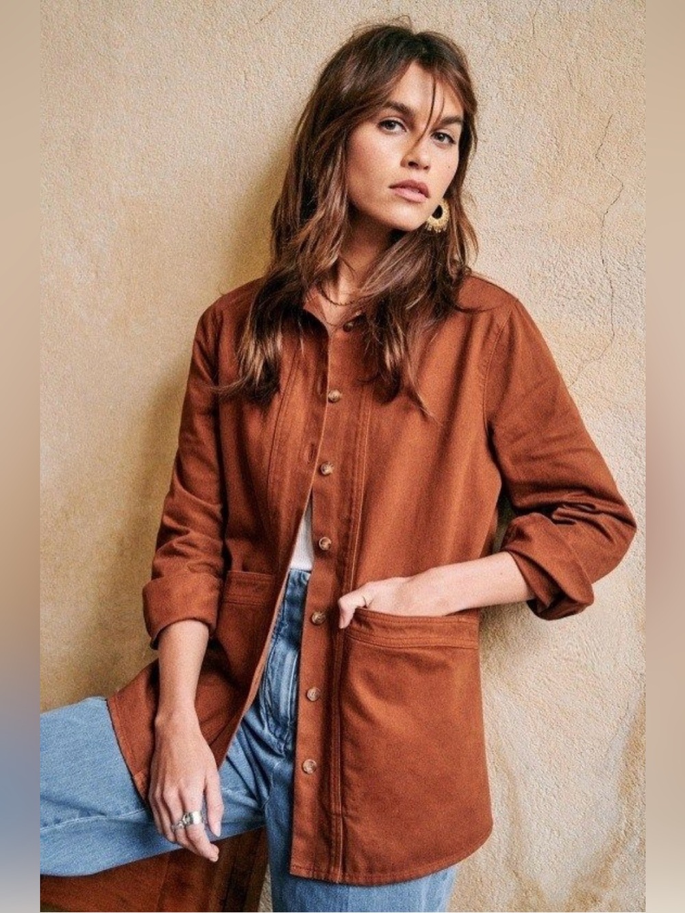 Sezane Will Jacket Brown Denim XS